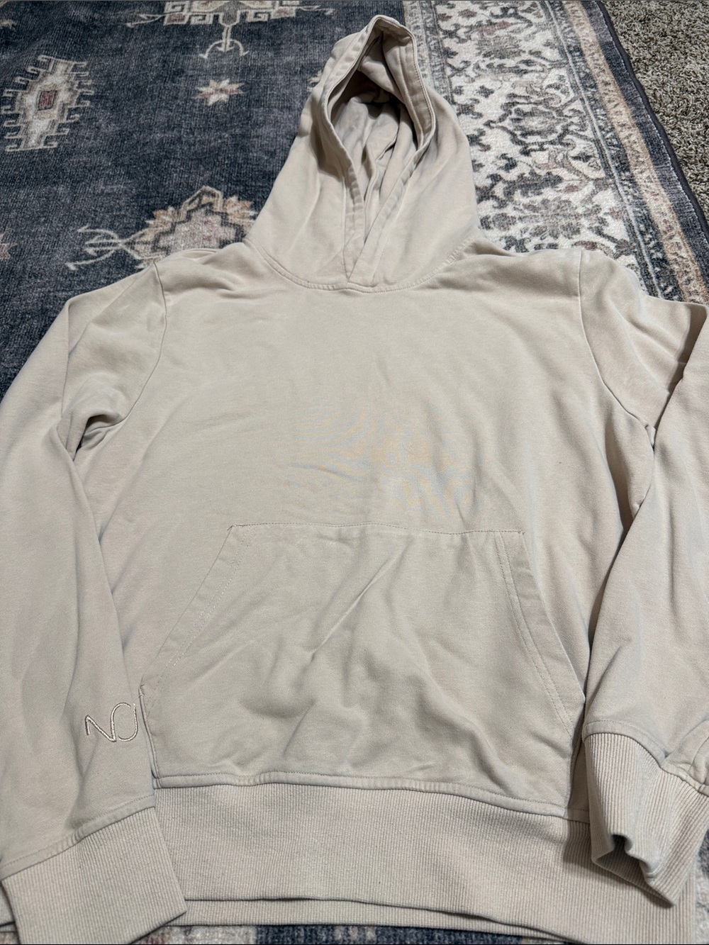NUDE Men's Hooded Pullover Sweatshirt in Light Beige